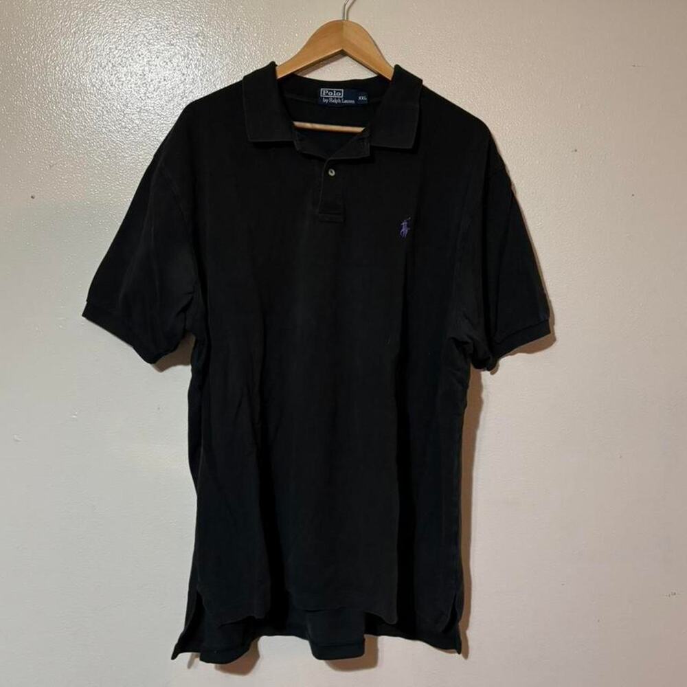 Vintage 90s Polo Ralph Lauren Black Preppy Old Money Polo Shirt Size Men’s 2XL